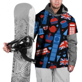Накидка на куртку 3D с принтом Великобритания , 100% полиэстер |  | красный | лондон | паттерн | черный