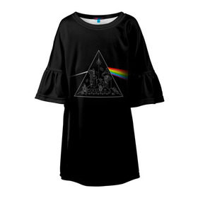 Детское платье 3D с принтом Pink Floyd Make Rainbow , 100% полиэстер | прямой силуэт, чуть расширенный к низу. Круглая горловина, на рукавах — воланы | англия | басы | британия | гитара | группа | логотип | музыка | песни | пинк флойд | призма | радуга | рок | свет