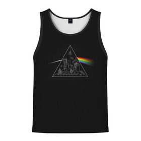 Мужская майка 3D с принтом Pink Floyd Make Rainbow , 100% полиэстер | круглая горловина, приталенный силуэт, длина до линии бедра. Пройма и горловина окантованы тонкой бейкой | Тематика изображения на принте: англия | басы | британия | гитара | группа | логотип | музыка | песни | пинк флойд | призма | радуга | рок | свет
