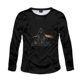 Женский лонгслив 3D с принтом Pink Floyd Make Rainbow , 100% полиэстер | длинные рукава, круглый вырез горловины, полуприлегающий силуэт | Тематика изображения на принте: англия | басы | британия | гитара | группа | логотип | музыка | песни | пинк флойд | призма | радуга | рок | свет