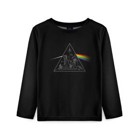 Детский лонгслив 3D с принтом Pink Floyd Make Rainbow , 100% полиэстер | длинные рукава, круглый вырез горловины, полуприлегающий силуэт
 | англия | басы | британия | гитара | группа | логотип | музыка | песни | пинк флойд | призма | радуга | рок | свет