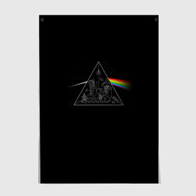 Постер с принтом Pink Floyd Make Rainbow , 100% бумага
 | бумага, плотность 150 мг. Матовая, но за счет высокого коэффициента гладкости имеет небольшой блеск и дает на свету блики, но в отличии от глянцевой бумаги не покрыта лаком | Тематика изображения на принте: англия | басы | британия | гитара | группа | логотип | музыка | песни | пинк флойд | призма | радуга | рок | свет