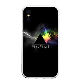 Чехол для iPhone XS Max матовый с принтом Pink Floyd Logo , Силикон | Область печати: задняя сторона чехла, без боковых панелей | англия | басы | британия | гитара | группа | дым | космос | логотип | музыка | песни | пинк флойд | призма | радуга | рок | свет