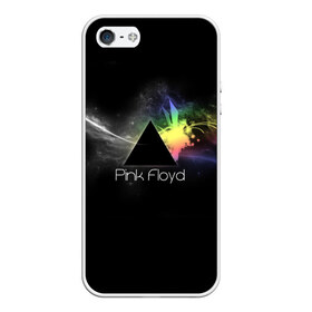 Чехол для iPhone 5/5S матовый с принтом Pink Floyd Logo , Силикон | Область печати: задняя сторона чехла, без боковых панелей | англия | басы | британия | гитара | группа | дым | космос | логотип | музыка | песни | пинк флойд | призма | радуга | рок | свет
