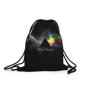 Рюкзак-мешок 3D с принтом Pink Floyd Logo , 100% полиэстер | плотность ткани — 200 г/м2, размер — 35 х 45 см; лямки — толстые шнурки, застежка на шнуровке, без карманов и подкладки | англия | басы | британия | гитара | группа | дым | космос | логотип | музыка | песни | пинк флойд | призма | радуга | рок | свет