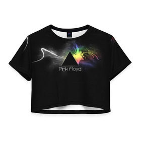 Женская футболка 3D укороченная с принтом Pink Floyd Logo , 100% полиэстер | круглая горловина, длина футболки до линии талии, рукава с отворотами | англия | басы | британия | гитара | группа | дым | космос | логотип | музыка | песни | пинк флойд | призма | радуга | рок | свет