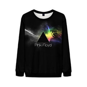 Мужской свитшот 3D с принтом Pink Floyd Logo , 100% полиэстер с мягким внутренним слоем | круглый вырез горловины, мягкая резинка на манжетах и поясе, свободная посадка по фигуре | Тематика изображения на принте: англия | басы | британия | гитара | группа | дым | космос | логотип | музыка | песни | пинк флойд | призма | радуга | рок | свет