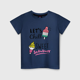 Детская футболка хлопок с принтом Летние радости , 100% хлопок | круглый вырез горловины, полуприлегающий силуэт, длина до линии бедер | 