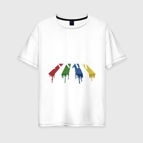 Женская футболка хлопок Oversize с принтом Beatles Color , 100% хлопок | свободный крой, круглый ворот, спущенный рукав, длина до линии бедер
 | beatles | music | rock | битлз | краски | леннон | маккартни | музыка | переход | рок | старр | харрисон | цвет