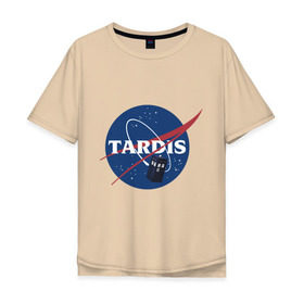 Мужская футболка хлопок Oversize с принтом Tardis NASA , 100% хлопок | свободный крой, круглый ворот, “спинка” длиннее передней части | doctor who | space | tardis | time machine | будка | время. пространство | доктор кто | космос | машина времени | наса | сериал | тардис