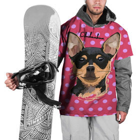 Накидка на куртку 3D с принтом Чихуахуа , 100% полиэстер |  | chihuahua | dog | арт | горошек | животное | кружочек | розовый | собака | текстура | чихуахуа