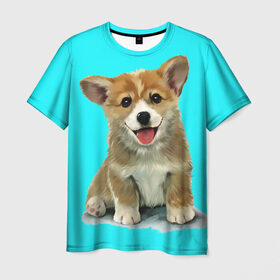 Мужская футболка 3D с принтом Корги , 100% полиэфир | прямой крой, круглый вырез горловины, длина до линии бедер | Тематика изображения на принте: corgy | dog | korgi | puppy | вельш корги | кардиган | коржик | пемброк | собака | щенок