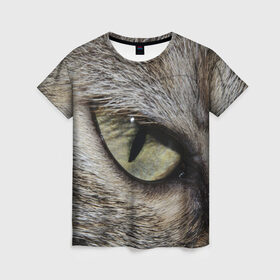 Женская футболка 3D с принтом Кошачий глаз , 100% полиэфир ( синтетическое хлопкоподобное полотно) | прямой крой, круглый вырез горловины, длина до линии бедер | Тематика изображения на принте: 