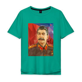 Мужская футболка хлопок Oversize с принтом Сталин , 100% хлопок | свободный крой, круглый ворот, “спинка” длиннее передней части | ссср | сталин