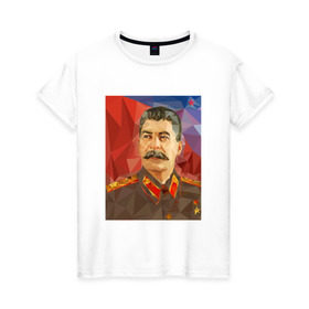 Женская футболка хлопок с принтом Сталин , 100% хлопок | прямой крой, круглый вырез горловины, длина до линии бедер, слегка спущенное плечо | ссср | сталин