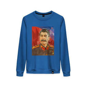Женский свитшот хлопок с принтом Сталин , 100% хлопок | прямой крой, круглый вырез, на манжетах и по низу широкая трикотажная резинка  | ссср | сталин