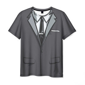 Мужская футболка 3D с принтом Костюм , 100% полиэфир | прямой крой, круглый вырез горловины, длина до линии бедер | Тематика изображения на принте: галстук | классика | костюм | пиджак | стиль | строгий