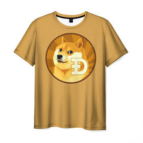 Мужская футболка 3D с принтом Bitcoin , 100% полиэфир | прямой крой, круглый вырез горловины, длина до линии бедер | Тематика изображения на принте: doge | meme | биткоин | доге