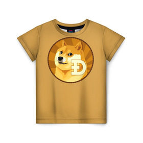 Детская футболка 3D с принтом Bitcoin , 100% гипоаллергенный полиэфир | прямой крой, круглый вырез горловины, длина до линии бедер, чуть спущенное плечо, ткань немного тянется | doge | meme | биткоин | доге