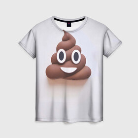 Женская футболка 3D с принтом Улыбка , 100% полиэфир ( синтетическое хлопкоподобное полотно) | прямой крой, круглый вырез горловины, длина до линии бедер | interner | poop | интернет | пуп | смайл | эмоджи | эмодзи | юмор