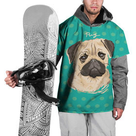 Накидка на куртку 3D с принтом Мопсик , 100% полиэстер |  | dog | pug | арт | животное | кружочки | мопс | пес | собака | текстура