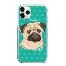 Чехол для iPhone 11 Pro матовый с принтом Мопсик , Силикон |  | dog | pug | арт | животное | кружочки | мопс | пес | собака | текстура