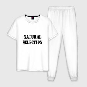 Мужская пижама хлопок с принтом Natural Selection , 100% хлопок | брюки и футболка прямого кроя, без карманов, на брюках мягкая резинка на поясе и по низу штанин
 | natural | надпись