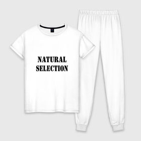 Женская пижама хлопок с принтом Natural Selection , 100% хлопок | брюки и футболка прямого кроя, без карманов, на брюках мягкая резинка на поясе и по низу штанин | natural | надпись