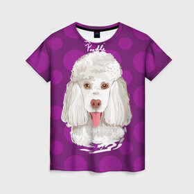 Женская футболка 3D с принтом Пудель , 100% полиэфир ( синтетическое хлопкоподобное полотно) | прямой крой, круглый вырез горловины, длина до линии бедер | dog | poodle | арт | животные | кружочек | собака | текстура