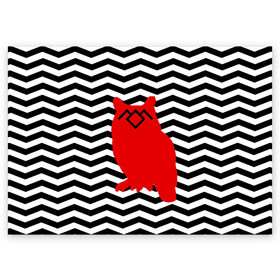 Поздравительная открытка с принтом TWIN PEAKS , 100% бумага | плотность бумаги 280 г/м2, матовая, на обратной стороне линовка и место для марки
 | Тематика изображения на принте: owl | арт | животные | полосы | птицы | сериал | сова | твин пикс | текстура | фильмы