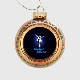 Стеклянный ёлочный шар с принтом Майкл Джексон , Стекло | Диаметр: 80 мм | michael jackson | король