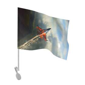 Флаг для автомобиля с принтом Красный F16 , 100% полиэстер | Размер: 30*21 см | самолет