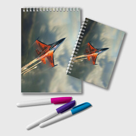 Блокнот с принтом Красный F16 , 100% бумага | 48 листов, плотность листов — 60 г/м2, плотность картонной обложки — 250 г/м2. Листы скреплены удобной пружинной спиралью. Цвет линий — светло-серый
 | Тематика изображения на принте: самолет