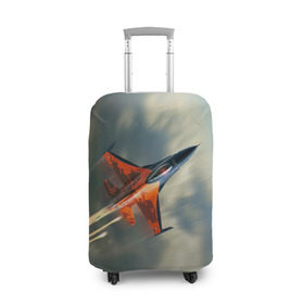 Чехол для чемодана 3D с принтом Красный F16 , 86% полиэфир, 14% спандекс | двустороннее нанесение принта, прорези для ручек и колес | самолет