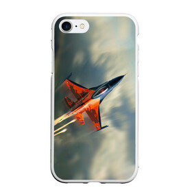 Чехол для iPhone 7/8 матовый с принтом Красный F16 , Силикон | Область печати: задняя сторона чехла, без боковых панелей | самолет