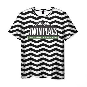 Мужская футболка 3D с принтом TWIN PEAKS , 100% полиэфир | прямой крой, круглый вырез горловины, длина до линии бедер | полосы | сериал | твин пикс | текстура | фильмы