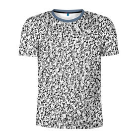 Мужская футболка 3D спортивная с принтом Музыкальные ноты , 100% полиэстер с улучшенными характеристиками | приталенный силуэт, круглая горловина, широкие плечи, сужается к линии бедра | знаки | мелодия | музыка | нота | паттерн | символы | скрипичный ключ | текстура | черно белый