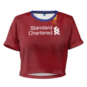 Женская футболка 3D укороченная с принтом Ливерпуль , 100% полиэстер | круглая горловина, длина футболки до линии талии, рукава с отворотами | liverpool | коутиньо | ливер | фирмино | футбол