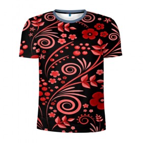 Мужская футболка 3D спортивная с принтом Red pattern , 100% полиэстер с улучшенными характеристиками | приталенный силуэт, круглая горловина, широкие плечи, сужается к линии бедра | Тематика изображения на принте: 