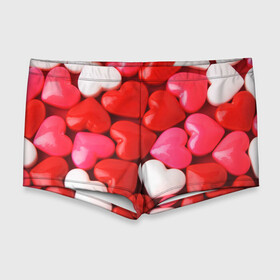 Мужские купальные плавки 3D с принтом Candy , Полиэстер 85%, Спандекс 15% |  | heart | love | любовь | сердца