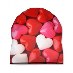 Шапка 3D с принтом Candy , 100% полиэстер | универсальный размер, печать по всей поверхности изделия | heart | love | любовь | сердца