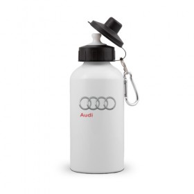 Бутылка спортивная с принтом Ауди , металл | емкость — 500 мл, в комплекте две пластиковые крышки и карабин для крепления | audi | ауди | машина