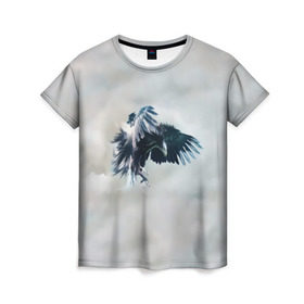 Женская футболка 3D с принтом Орлиная атака , 100% полиэфир ( синтетическое хлопкоподобное полотно) | прямой крой, круглый вырез горловины, длина до линии бедер | клюв | коршун | крылья | небо | облака | опасность | орел | охота | полет. перья | птица | хищник