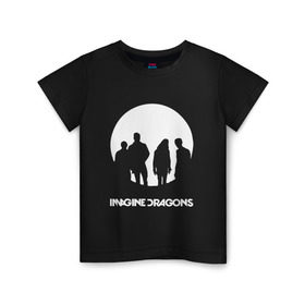 Детская футболка хлопок с принтом Imagine Dragons , 100% хлопок | круглый вырез горловины, полуприлегающий силуэт, длина до линии бедер | Тематика изображения на принте: imagine dragons