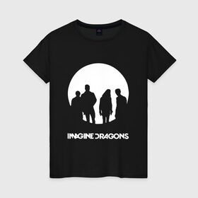 Женская футболка хлопок с принтом Imagine Dragons , 100% хлопок | прямой крой, круглый вырез горловины, длина до линии бедер, слегка спущенное плечо | Тематика изображения на принте: imagine dragons