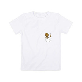 Детская футболка хлопок с принтом Дракончик в кармашке , 100% хлопок | круглый вырез горловины, полуприлегающий силуэт, длина до линии бедер | дино | динозавр | карман | ящерица | ящерка