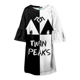 Детское платье 3D с принтом Twin Peaks , 100% полиэстер | прямой силуэт, чуть расширенный к низу. Круглая горловина, на рукавах — воланы | арт | сериал | твин пикс | фильмы | черно белые