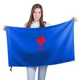 Флаг 3D с принтом ЦСКА , 100% полиэстер | плотность ткани — 95 г/м2, размер — 67 х 109 см. Принт наносится с одной стороны | кони | москва | россия | цска