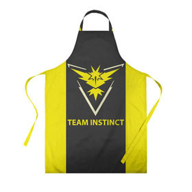 Фартук 3D с принтом Team instinct , 100% полиэстер | общий размер — 65 х 85 см, ширина нагрудника — 26 см, горловина — 53 см, длина завязок — 54 см, общий обхват в поясе — 173 см. Принт на завязках и на горловине наносится с двух сторон, на основной части фартука — только с внешней стороны | game | игра | игрок | инстинкт | пикачу | покемон