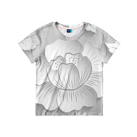 Детская футболка 3D с принтом Grey flowers , 100% гипоаллергенный полиэфир | прямой крой, круглый вырез горловины, длина до линии бедер, чуть спущенное плечо, ткань немного тянется | 